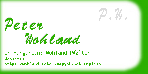 peter wohland business card